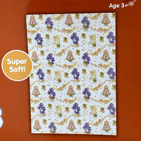 CARE BEARS XL TWIN HALLOWEEN FALL LEAVES THROW BLANKET 60x90 Yellow VTG Retro 🎃 - Picture 5 of 16